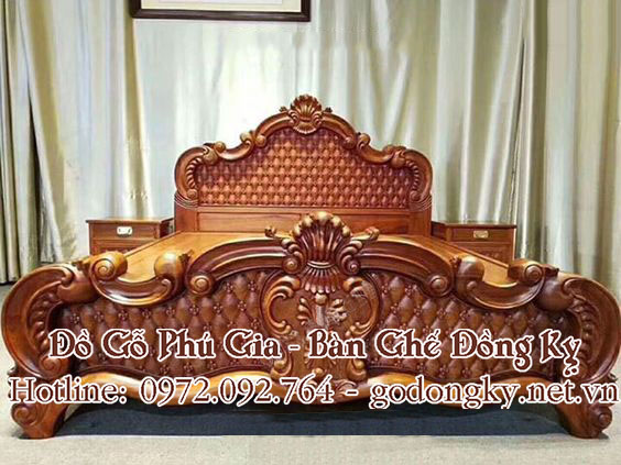 mẫu giường cưới gỗ đồng kỵ phú gia